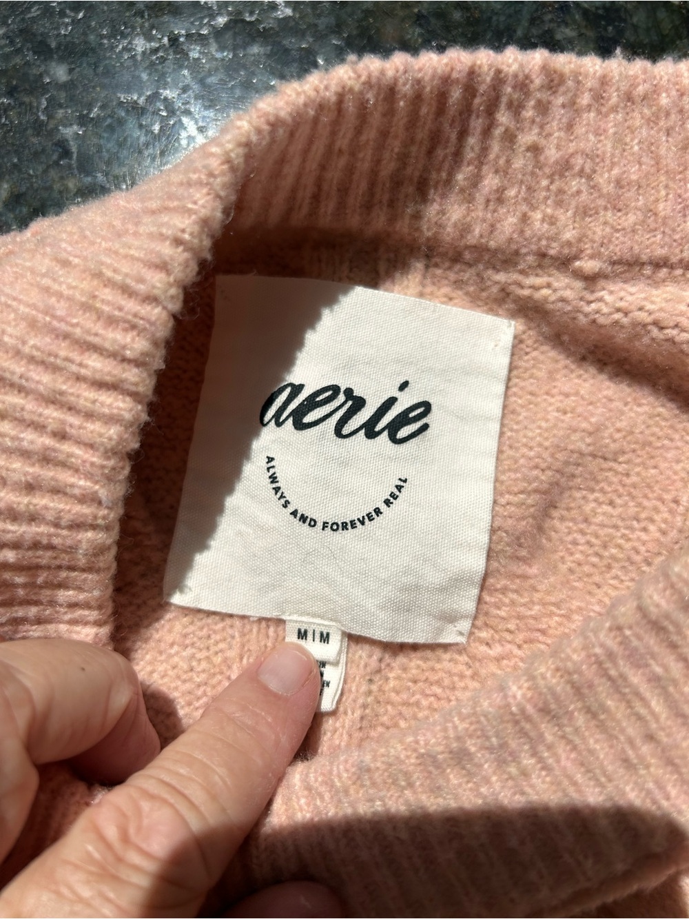 Aerie Unreal Cable Crew Sweater. Oversized. Slouchy. Dusty pink. Cozy. Lounge. M - Picture 5 of 9
